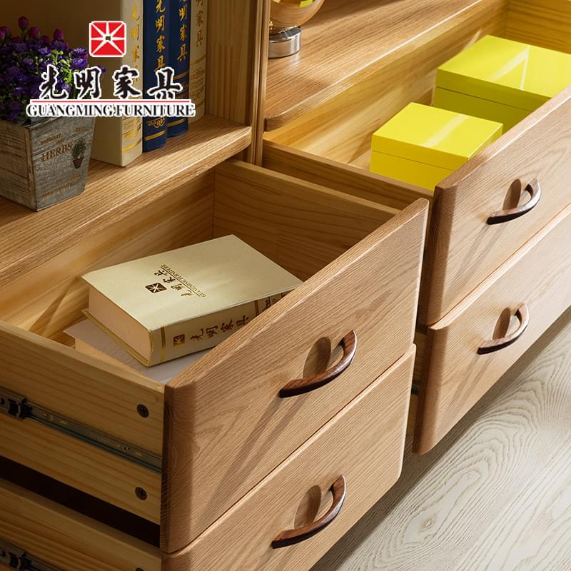 【光明家具】 全实木简约书柜书架组合 红橡木储物柜收纳柜实木置物架 WX3-6301